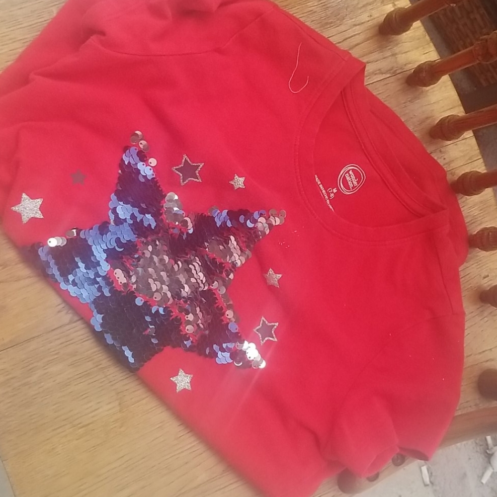 Red glitter star shirt (medium)